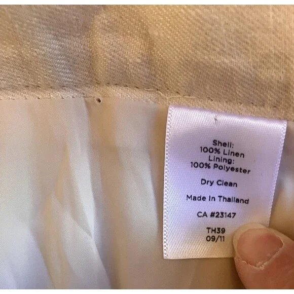 NWT Talbots Petite 100% Linen Pants Wide Leg 14P Cream MSRP $99 Beige Lined - Picture 16 of 16